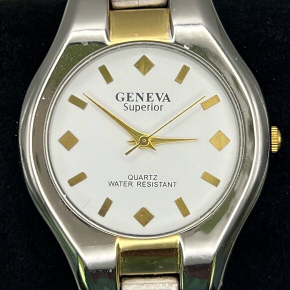 GENEVA Superior Vintage Watch Working Silver Gold White Working - Picture 5 of 8